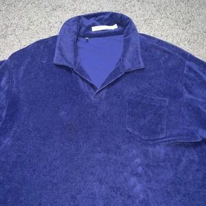 Criquet Polo Shirt Mens 2XL Blue Terry Cloth Cotton Pocket Golf Athleisure